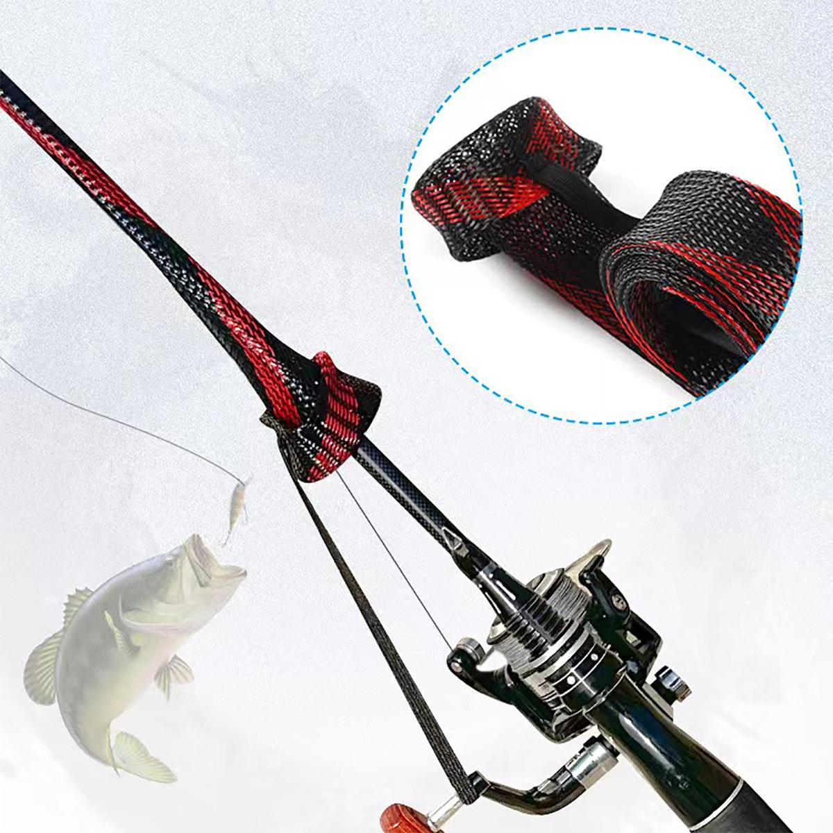 Fishing Rod Ice - ปลอกหุ้มคันเบ็ดตกปลา ปลอกถักตาข่ายป้องกัน อุปกรณ์ตกปลา เหมาะสำหรับคันเบ็ดแบบสปินนิ่ง แคสติ้ง และตกปลาน้ำแข็ง