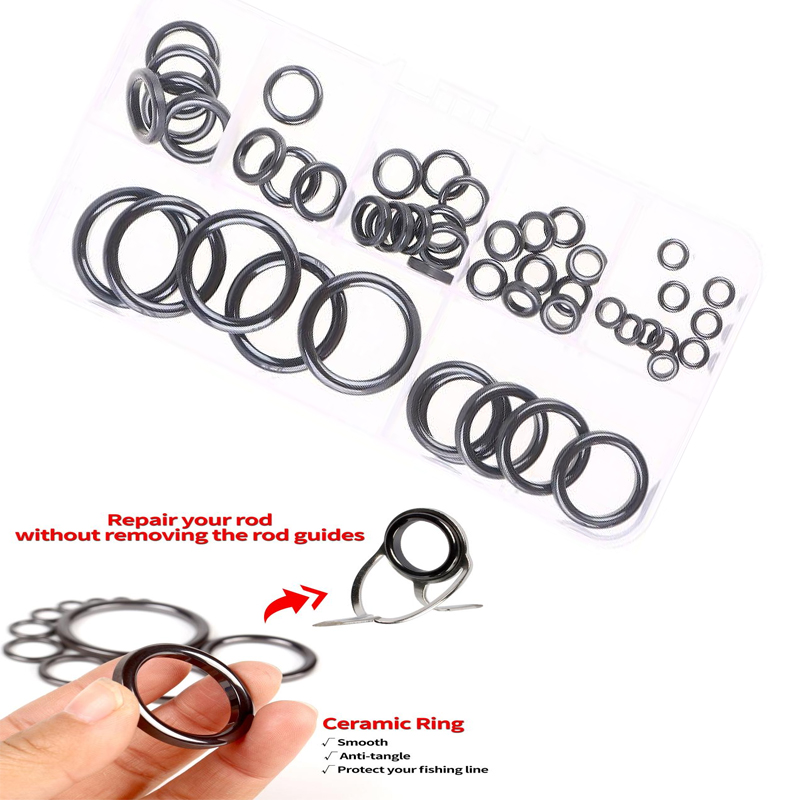 Fishing Rod Repair Kit - ชุดซ่อมคันเบ็ดที่เชื่อถือได้; รวมแหวนอัลโคไนต์และไกด์เซรามิก