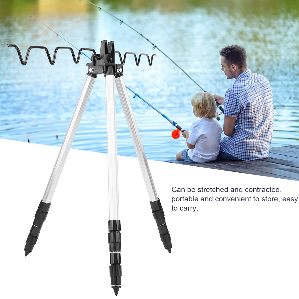 Fishing Rod Casting - ขาตั้งคันเบ็ดตกปลาแบบสามขาอเนกประสงค์ ขาตั้งคันเบ็ดสำหรับตกปลาทะเลกลางแจ้ง ขาตั้งแบบสามเหลี่ยมปรับระดับได้