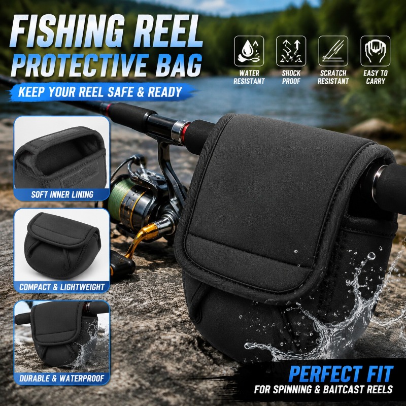 Fishing Rod Combo - กระเป๋าป้องกันรอกตกปลา กระเป๋าใส่รอกสปินนิ่ง สำหรับรอกขนาด 500-8000 อุปกรณ์จัดเก็บอุปกรณ์ตกปลาสำหรับกิจกรรมกลางแจ้ง
